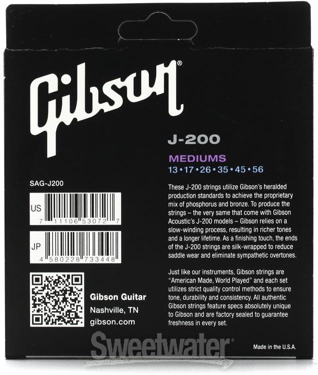 Gibson Accessories J200 Phosphor Bronze Medium Acoustic Guitar Strings